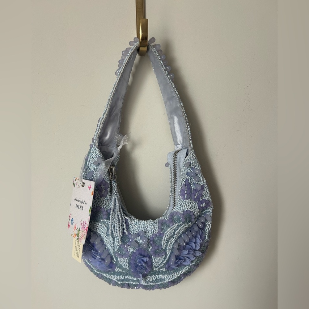 Viral purple beaded shoulder bag